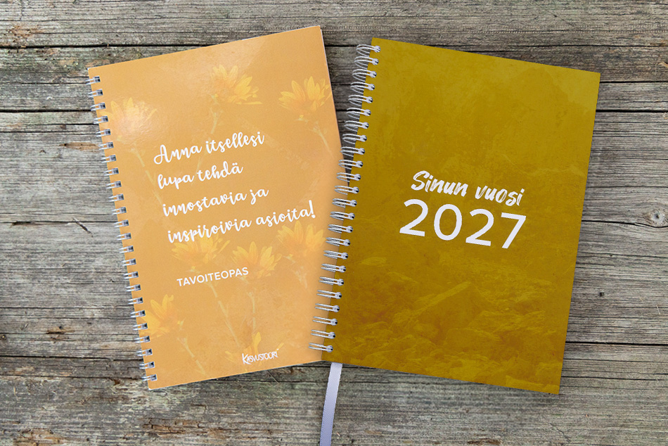 Uusi Sinun vuosi 2027 kalenteri ja inspiroiva tavoiteopas