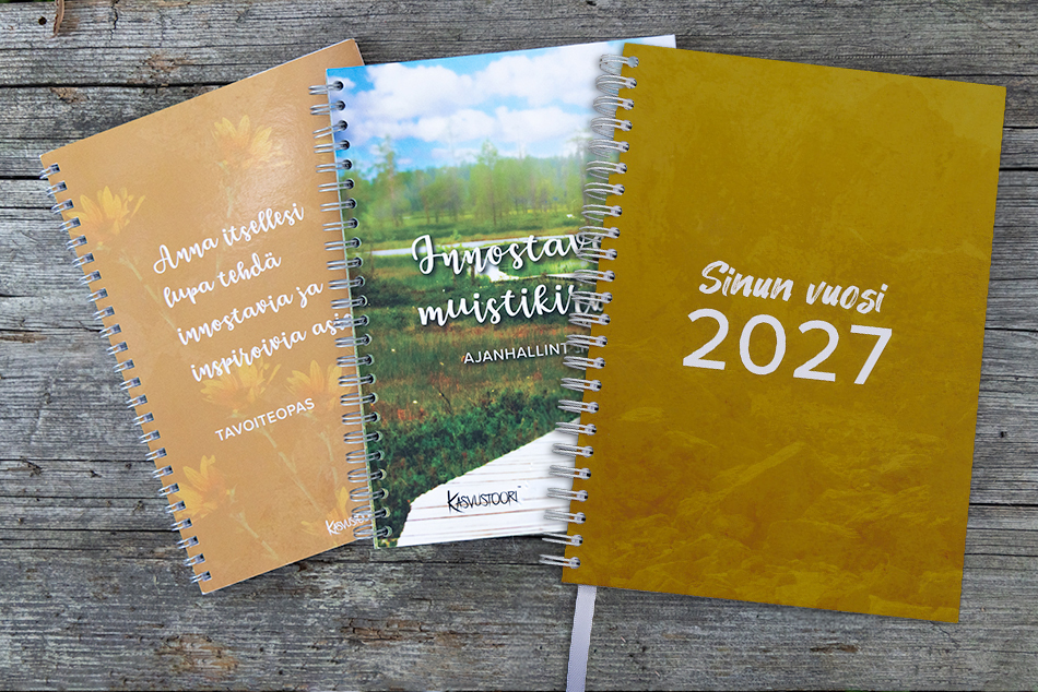 Uusi Sinun vuosi 2027 kalenteri, inspiroiva tavoiteopas ja innostava muistikirja
